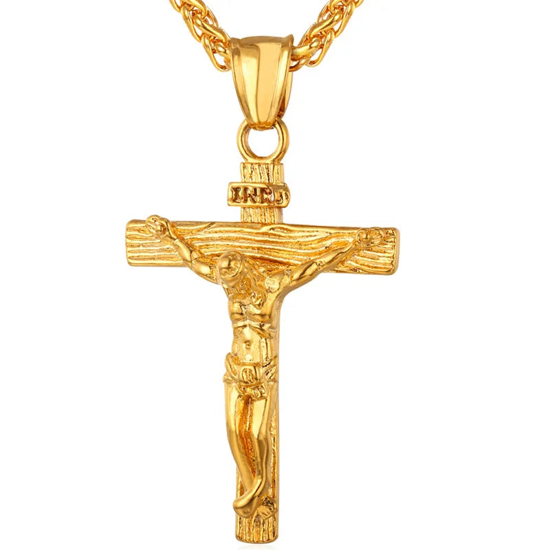 Crucifix Cross Pendant Stainless Steel Necklace for Women Men Faith Necklace Fashion Religious Jewelry Free Shipping