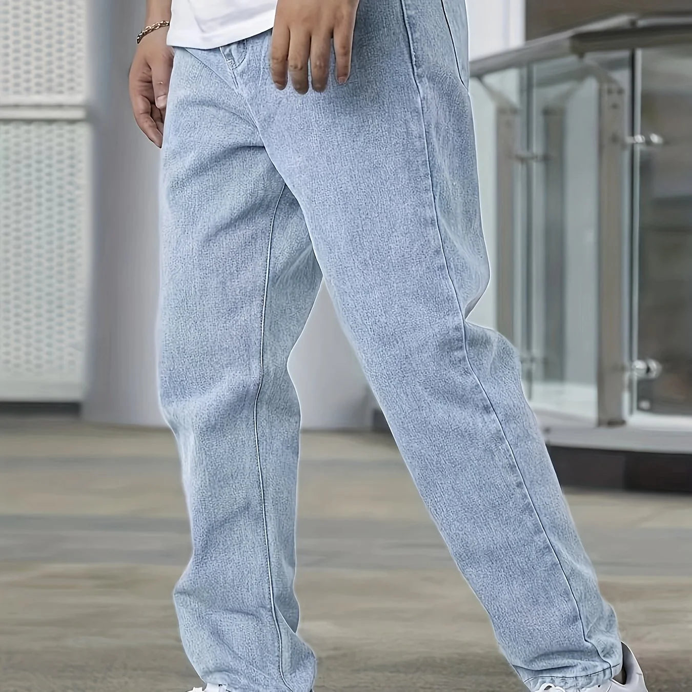  Loose Fit Wide Leg Jeans, Men'S Casual Distressed Chic Denim Pants