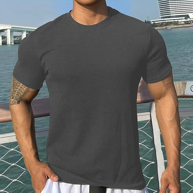 Upgrade your active wardrobe with our stylish Men's Ribbed Knit Tee – perfect for sports, outdoor adventures, or street style! #ActiveFashion #StreetStyle