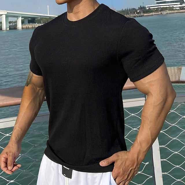 Upgrade your active wardrobe with our stylish Men's Ribbed Knit Tee – perfect for sports, outdoor adventures, or street style! #ActiveFashion #StreetStyle